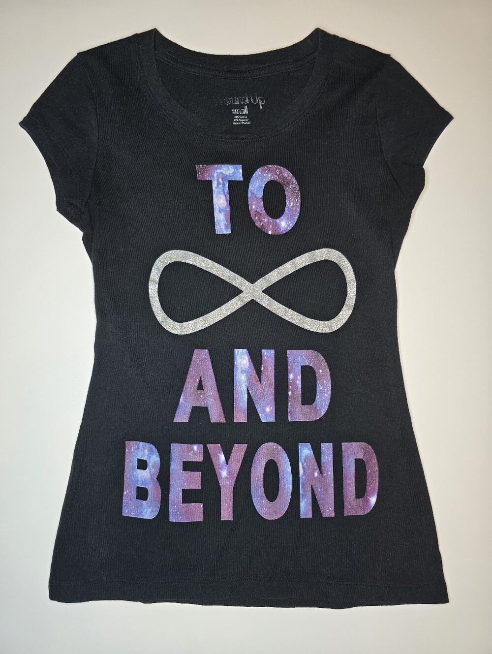 Wound Up Black Tee with Purple Galaxy 'To And Beyond' Graphic